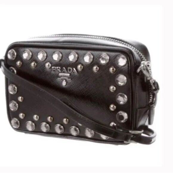 *PRADA* Bijoux Crystal Studded *Mini* Saffiano Patent Crossbody - Picture 1 of 12